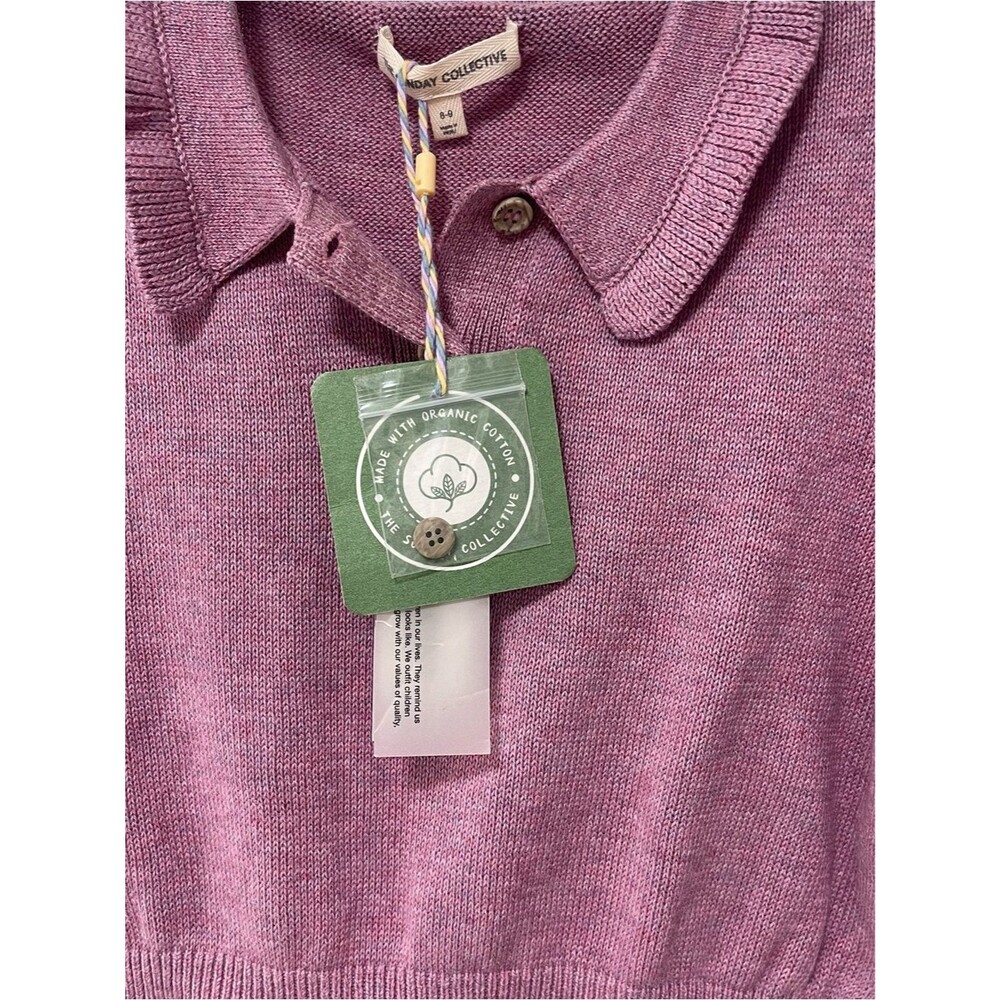 The Sunday Collective Knit Top Girls Lavender Purple Organic Cotton Peplum NWT - Picture 6 of 8